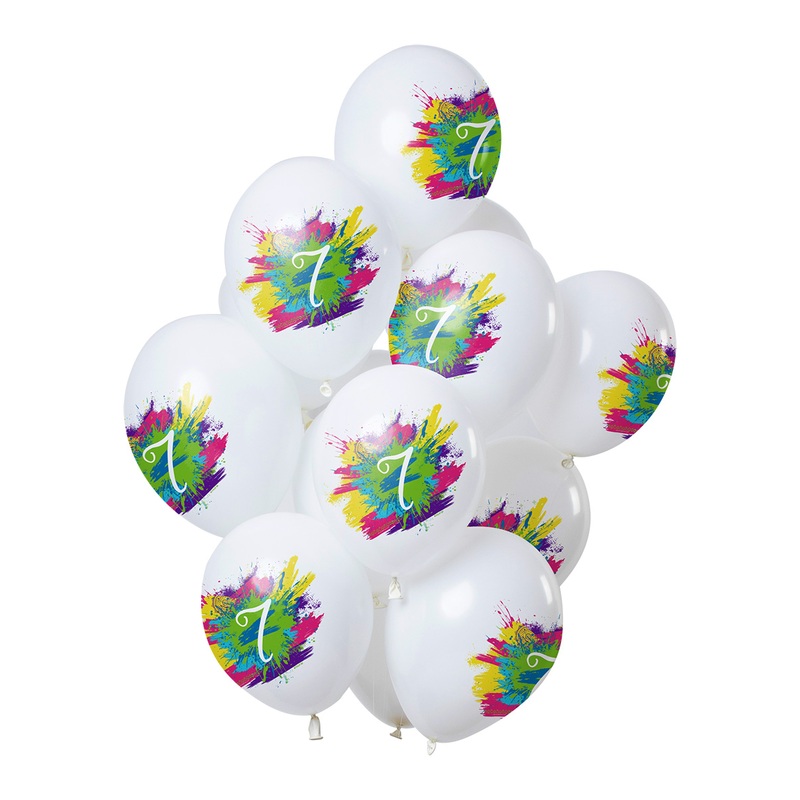 7th birthday 12 latex balloons Color Splash