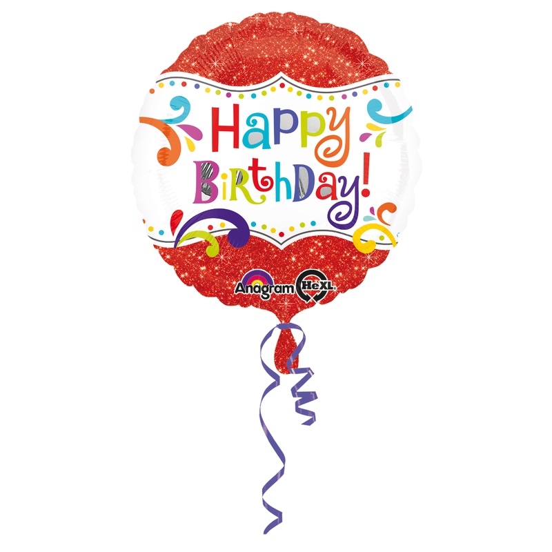 Birthday balloon red glitter