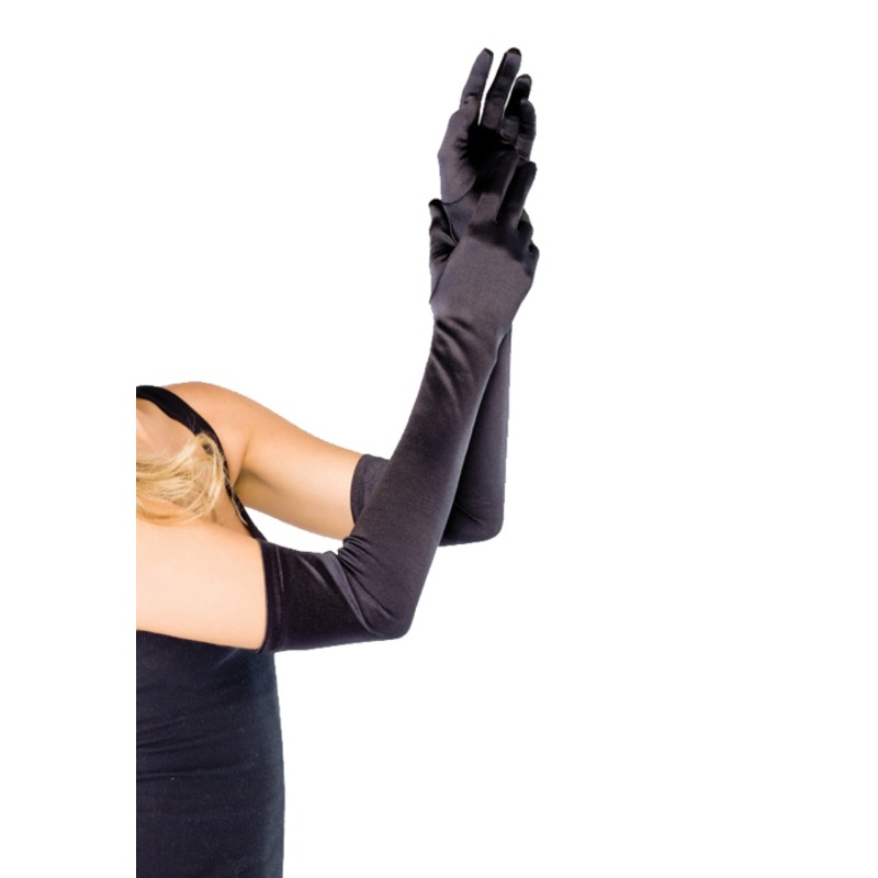 Extra Long Satin Gloves Accessory Black
