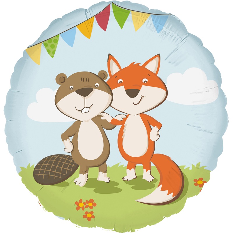 Foil balloon beaver & fox 43cm