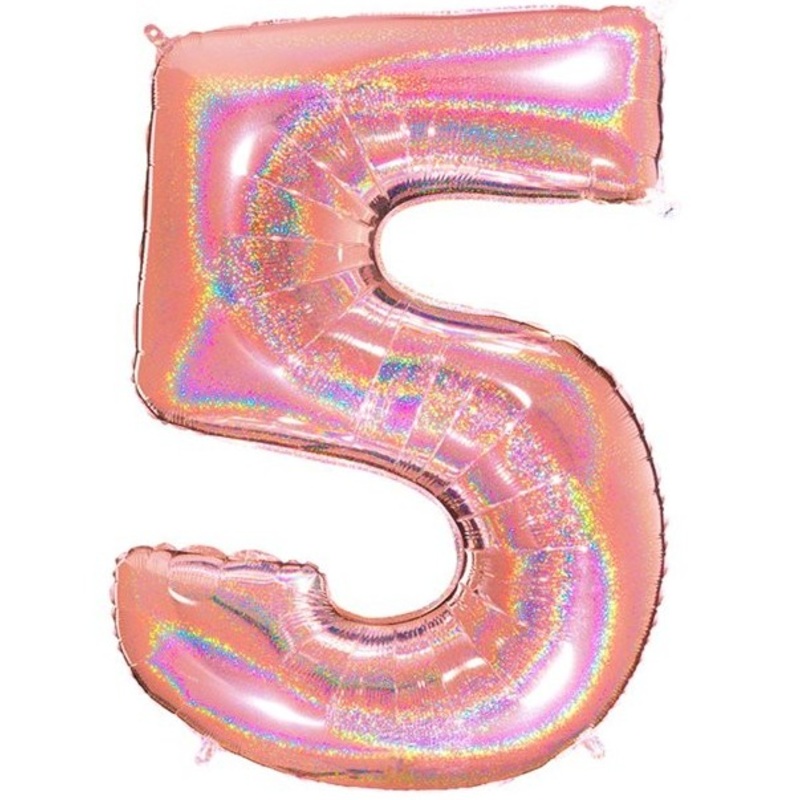 Holo number balloon 5 rose gold 1.01m