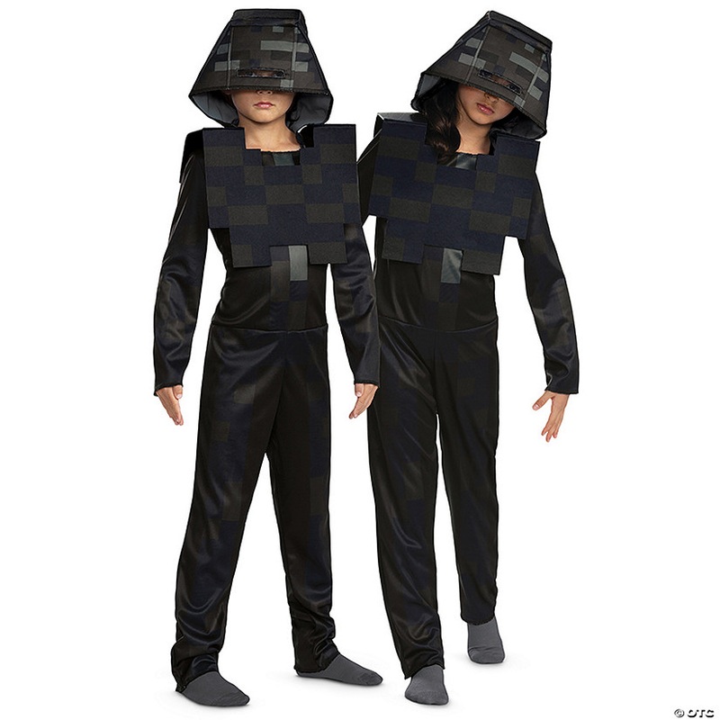 Kids Classic Minecraft Wither Skeleton Hooded Jumpsuit Costume