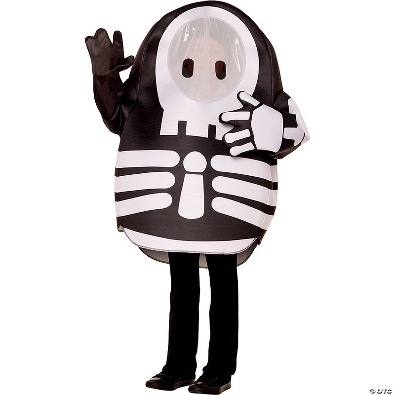 Kids Fall Guys Black & White Polyester Tunic Skelly Costume – Fits up to Size 14