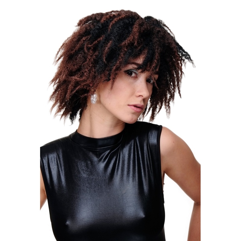 Lady Wig wild volume kinked curls Afro Caribbean Black Mahogany Mix GFW1836