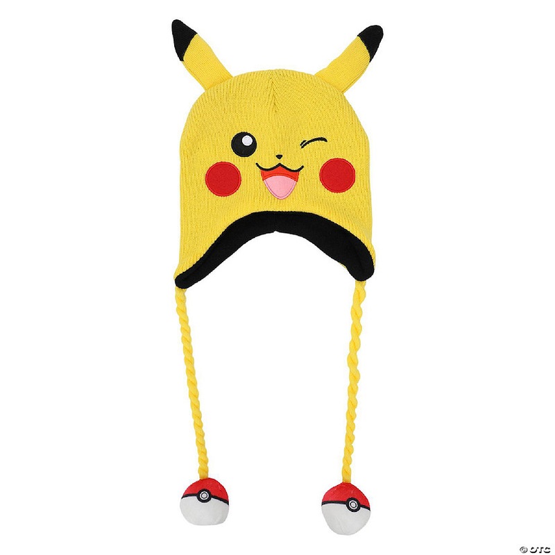Pokemon Pikachu Laplander Hat With Fleece Pokeball Tassels