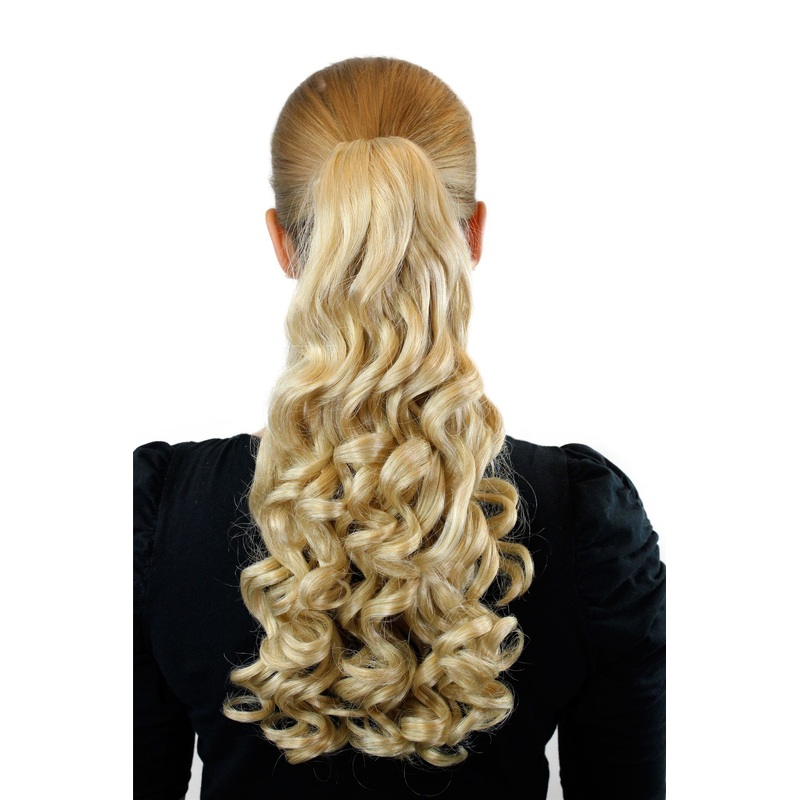 Ponytail Hairpiece extension long curled curls voluminous medium blond XF-0070-24B