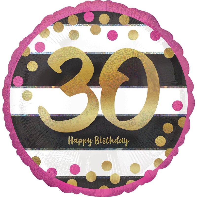 Round foil balloon 30 years 43cm