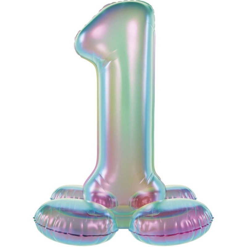 Standing foil balloon iridescent number 1