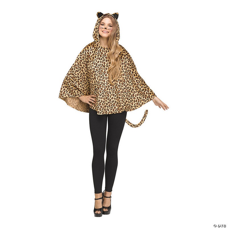 Woman’s Hooded Leopard Poncho Costume
