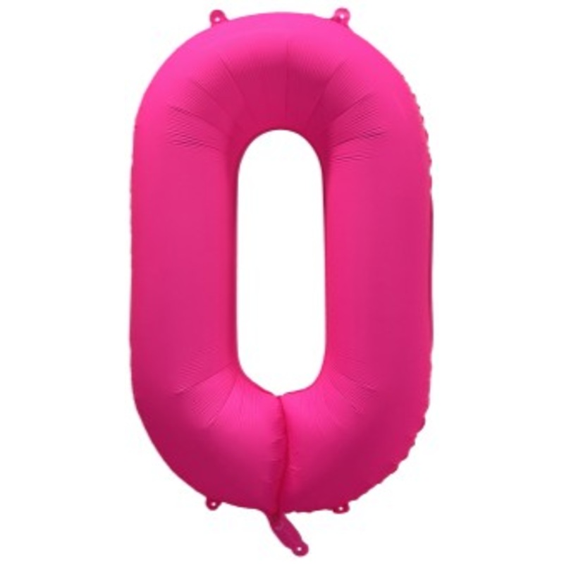 Foil balloon number 0 neon pink 86cm