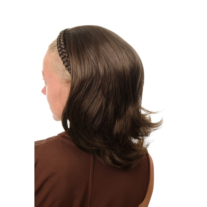 Halfwig Extension braided hair circlet shoulder length waved brown DW1026
