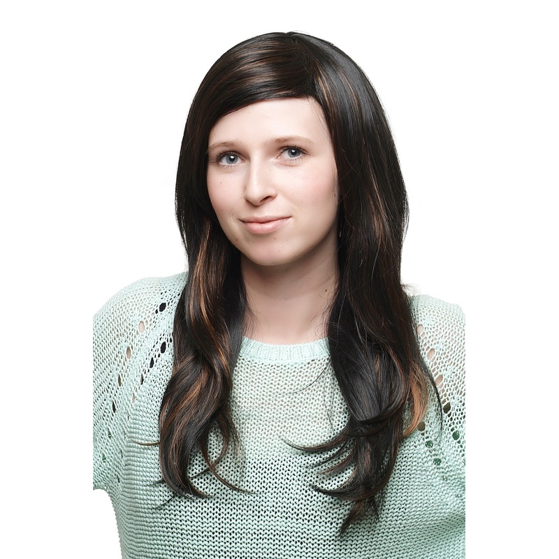 Lady Wig long mixed dark brown & copper brown straight slight wave SA022-2H30