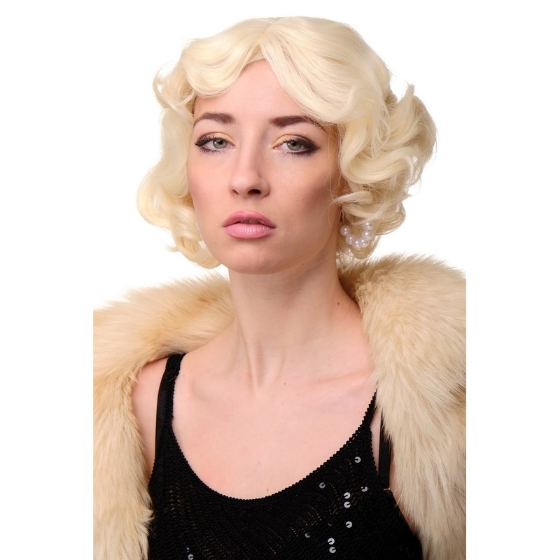 Lady wig Short Bob 20s 30s Movie Star Charleston Swing Wave platinum blond A4002