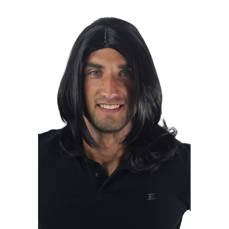 Men’s Wig Man longer hair long parting Indie Rock Star youthful black GFW891