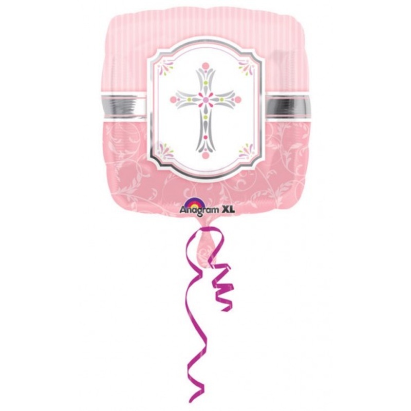 Pink foil balloon Holy Communion 45cm