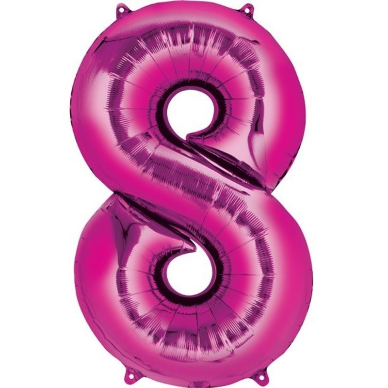 Pink number 8 foil balloon 41cm