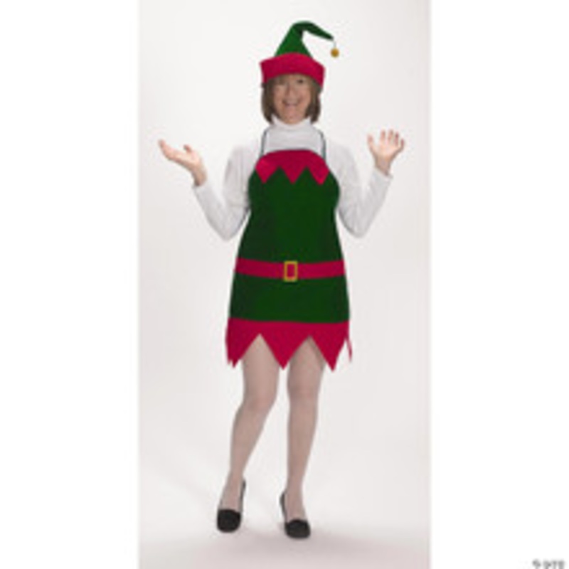 Adult’s Elf Christmas Apron & Hat Set