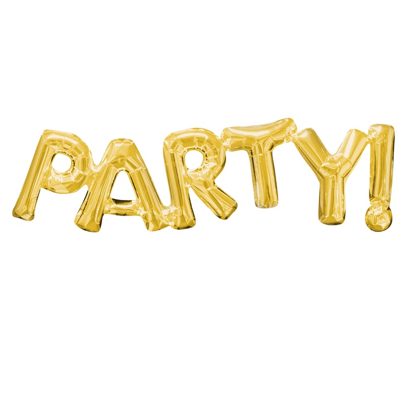 Foil balloon lettering party in gold 83x22cm