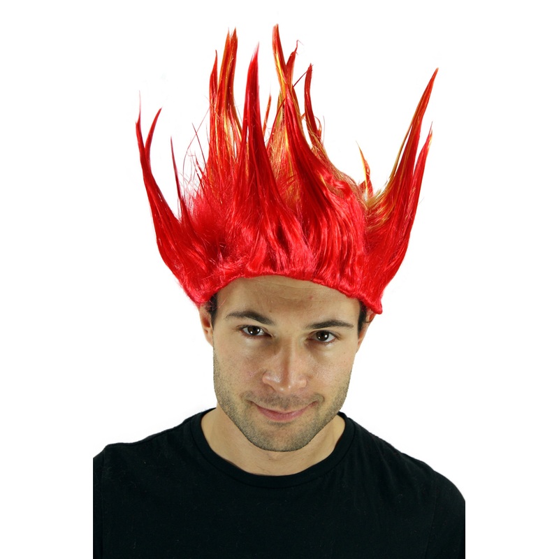 Halloween Wig men women Fire Devil Loki Demon Imp pointy spiny spiky red LM-217