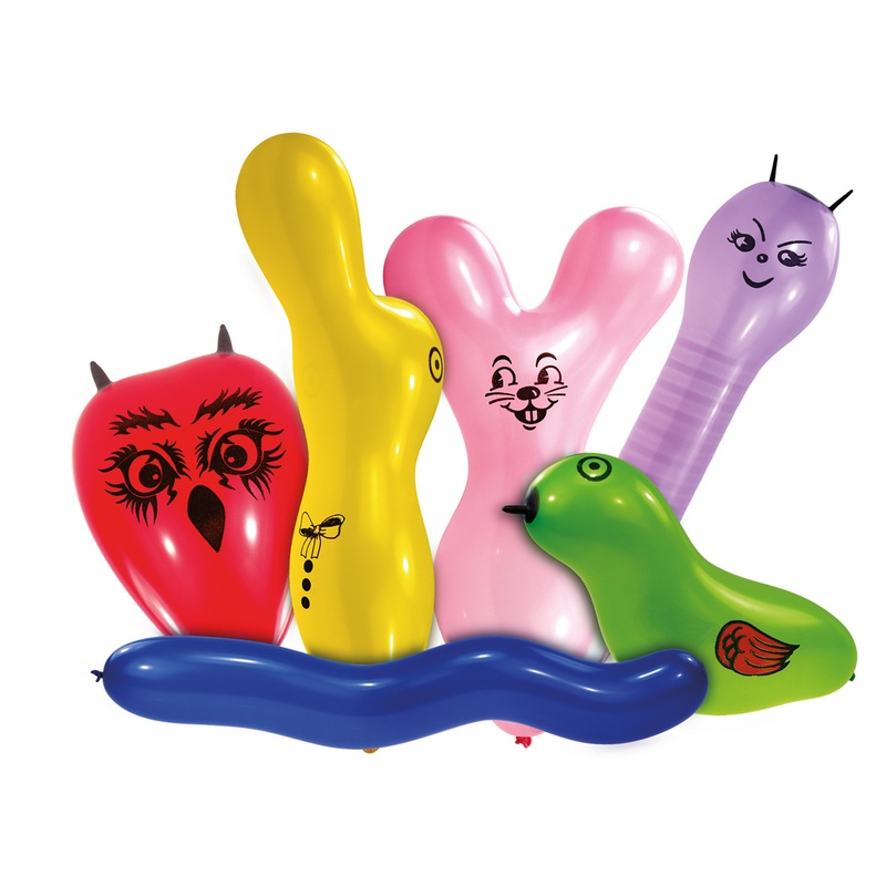 Set of 6 figure balloons with animal motif