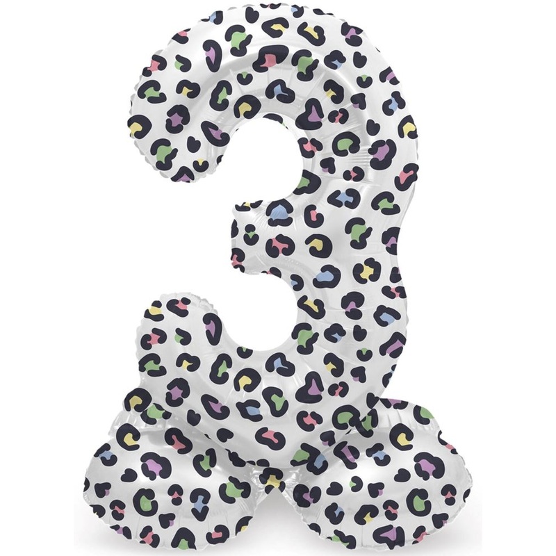 Standing Number 3 Balloon Leopard 41cm
