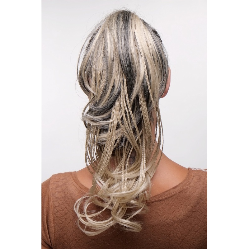 Elaborate braided plaited Ponytail Hairpiece brown blond highlights T301-2/22TT22