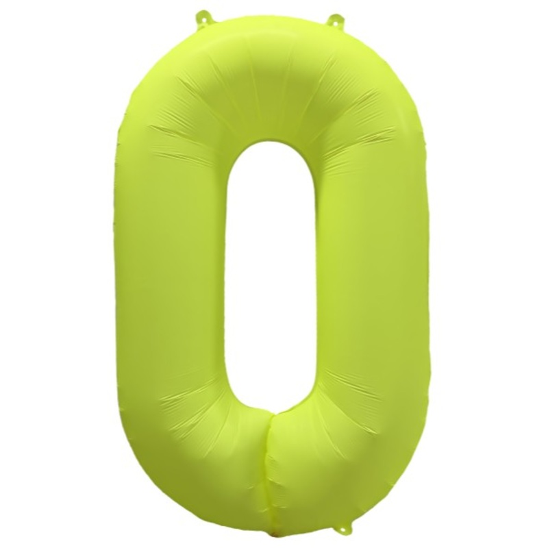 Foil Balloon Number 0 Neon Yellow 86cm