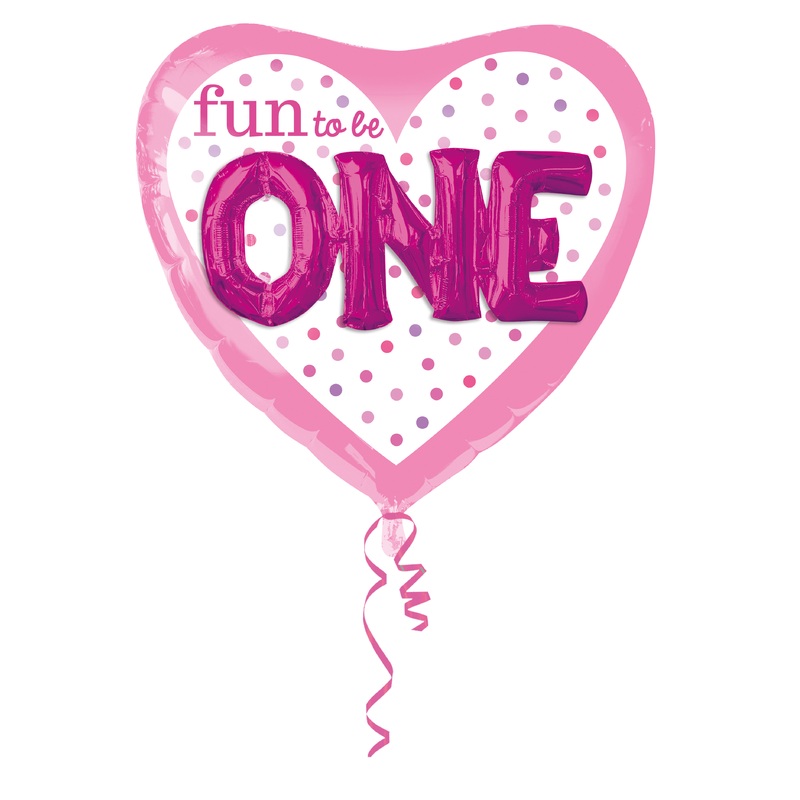 Heart balloon fun to be one in pink