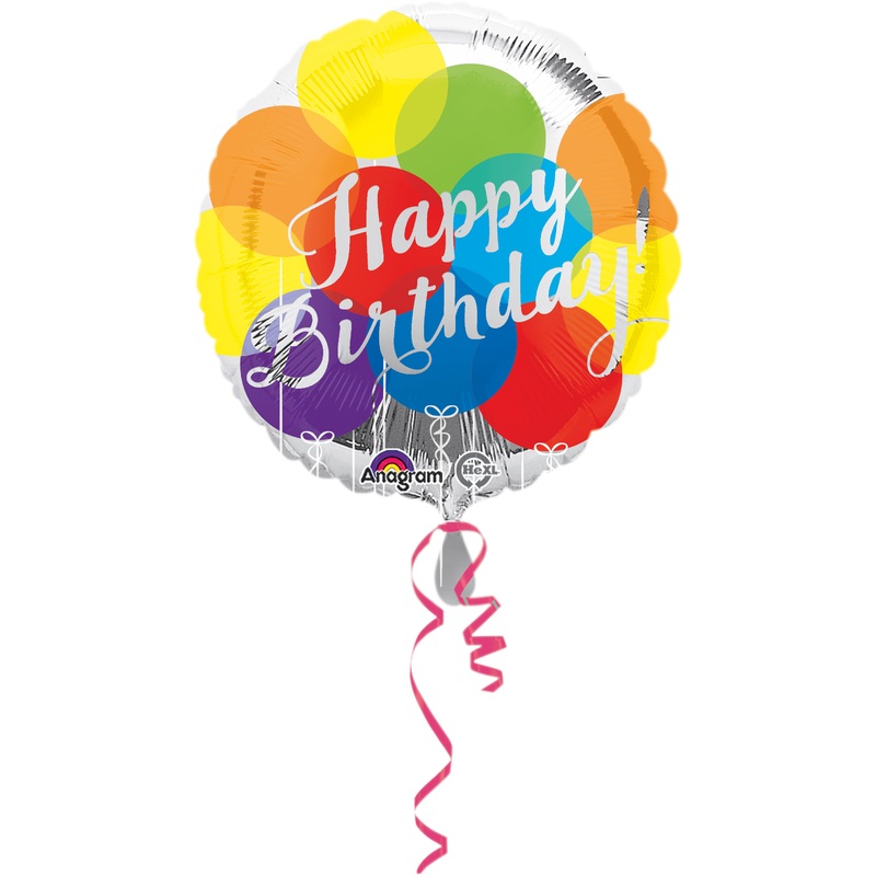 Foil balloon Happy Birthday colorful dots
