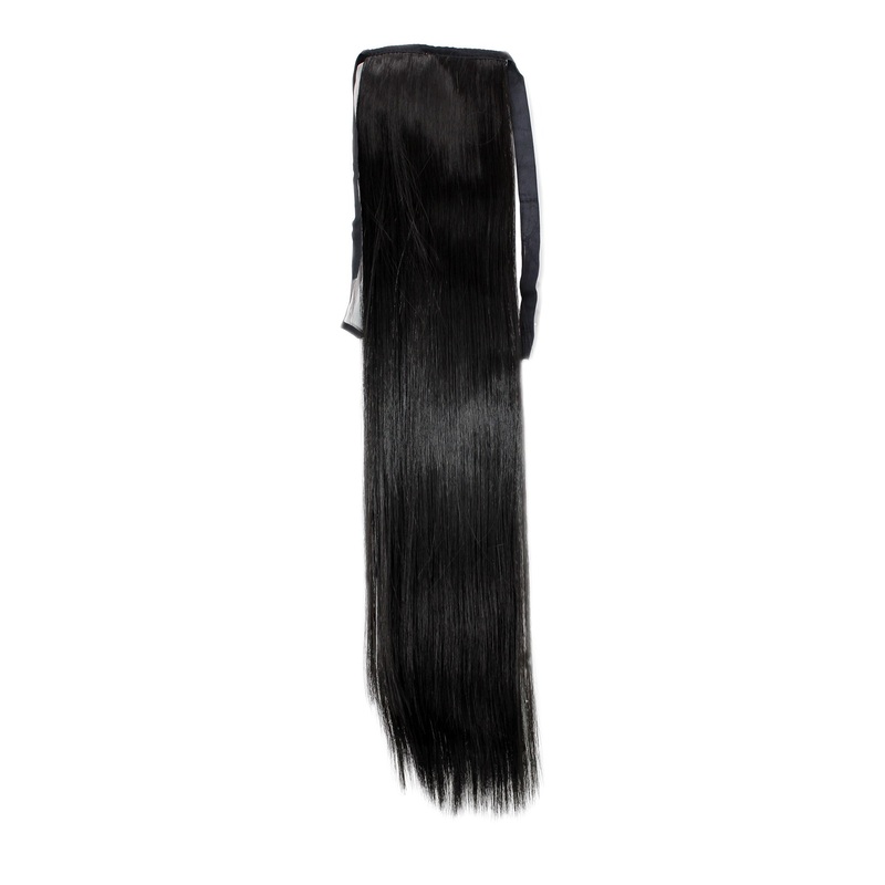 Hairpiece slim Ponytail Pigtail Dark Brown Straight Band + Clip Fastening YZF-TS18-3