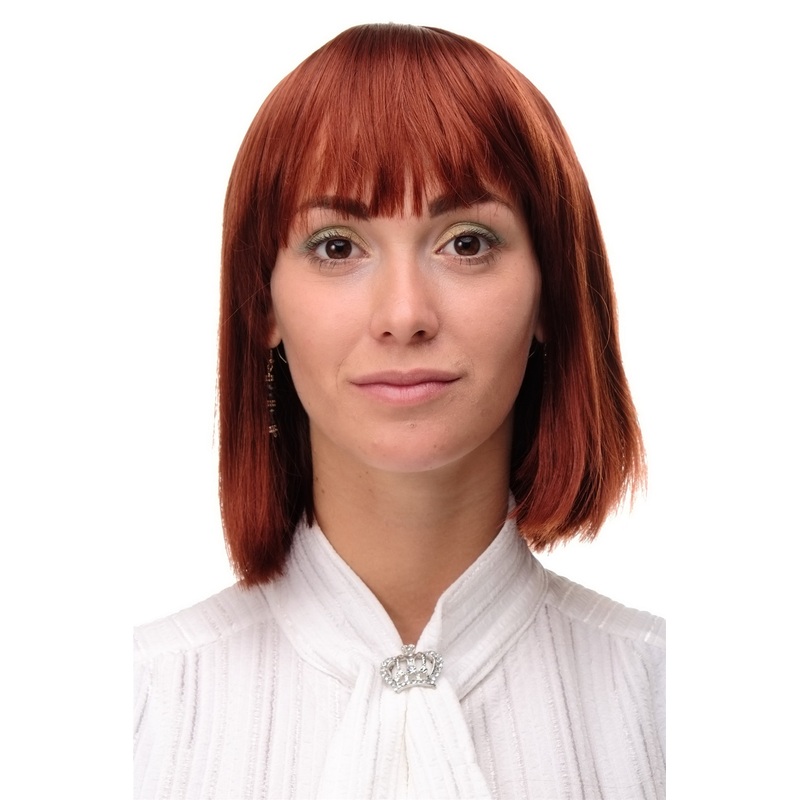 Lady women wig short straight Long Bob fringe bangs dark copper red 7803