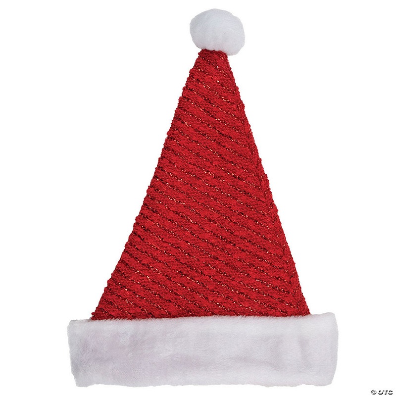 Northlight 17 Red and White Striped Santa Hat With Pom Pom and Cuffed Faux Fur