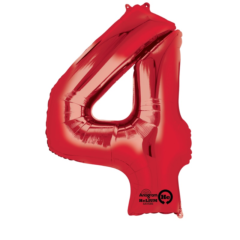 Number balloon 4 red 88cm