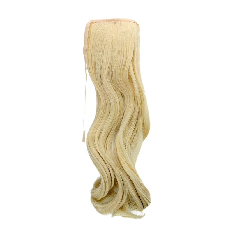 Hairpiece slim Ponytail Pigtail Light Blonde Wavy Ribbon + Clip Fastening YZF-TC18-613