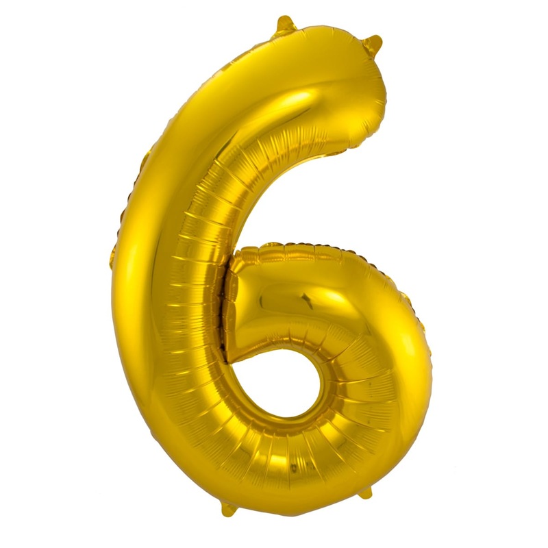 Number 6 foil balloon in gold 86cm