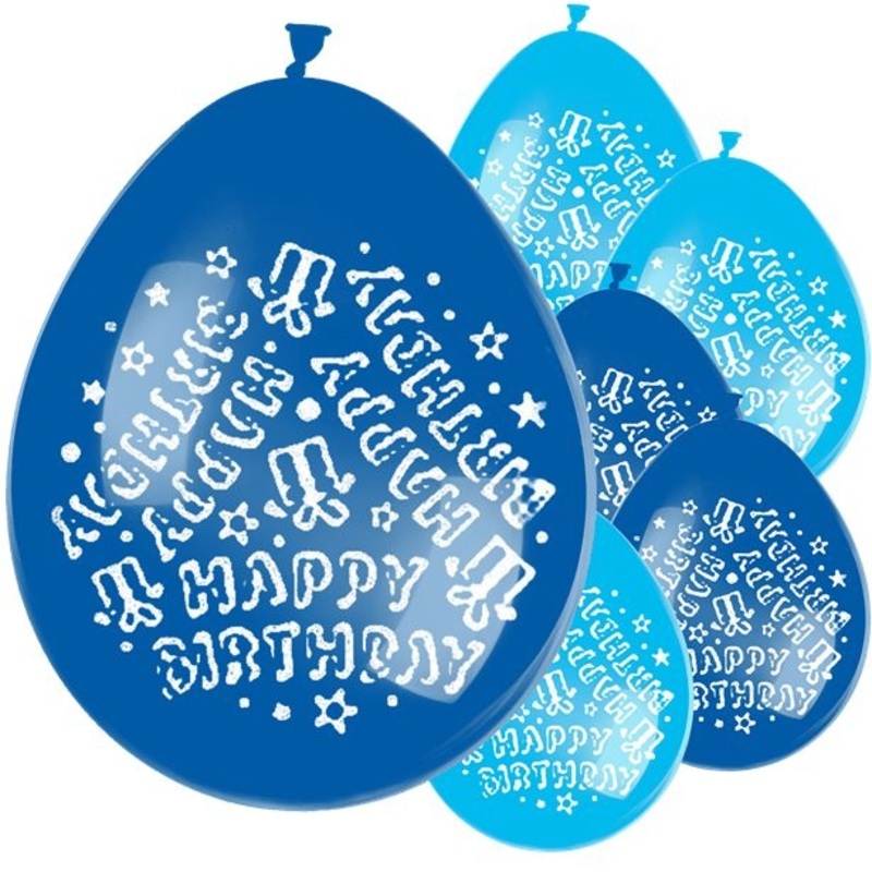 10 Blue Birthday latex balloons 28cm