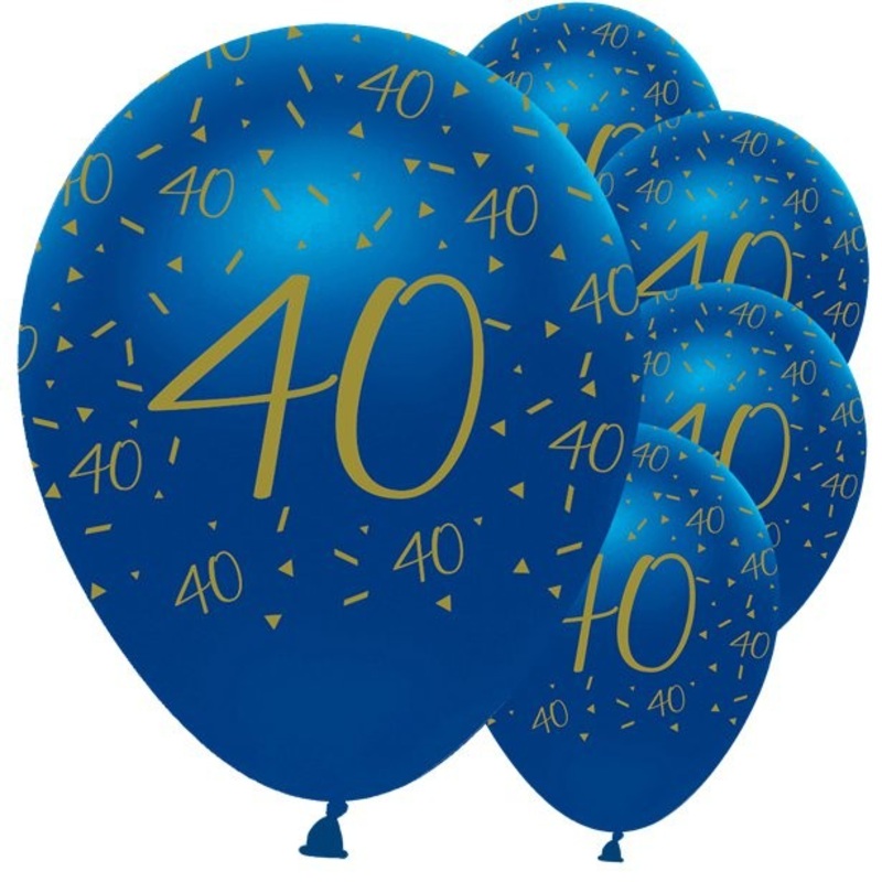 6 latex balloons 40th birthday blue 30cm