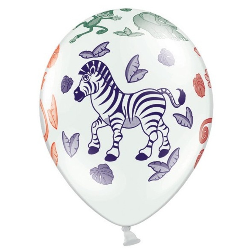 6 latex balloons with zoo motifs 30cm