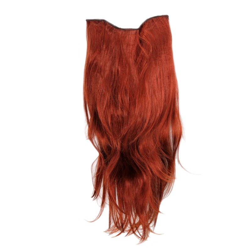 Hairpiece Halfwig 7 Clip In Extension very long straight dark copper red H9505