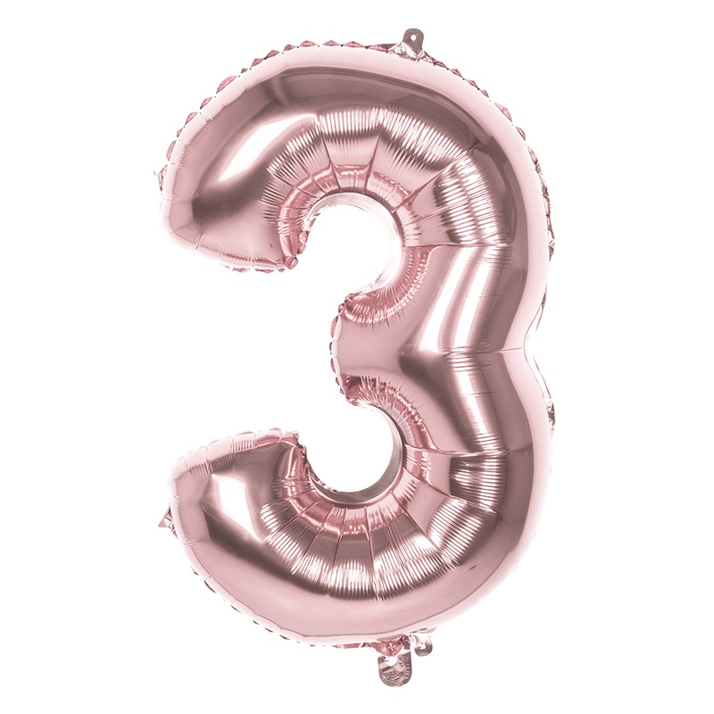 Rose gold number 3 foil balloon 86cm