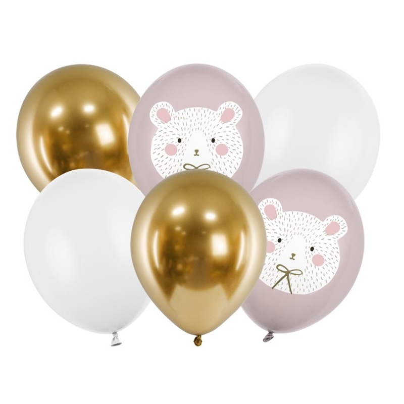 6 cute polar bear balloons 30cm