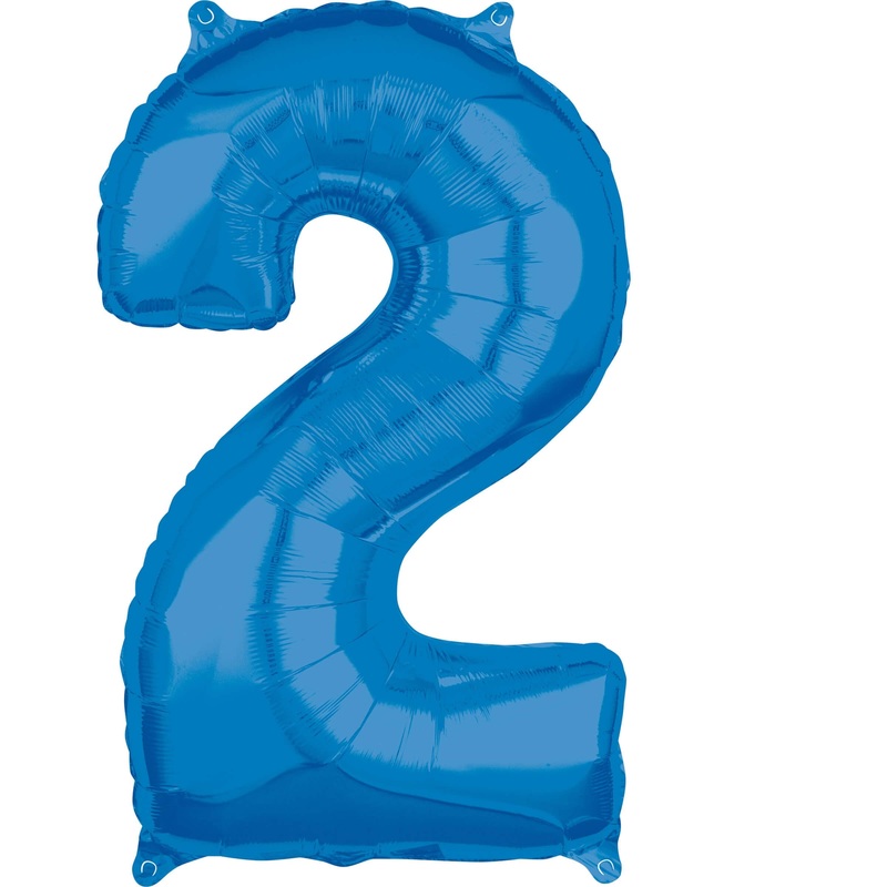 Blue number 2 foil balloon 66cm