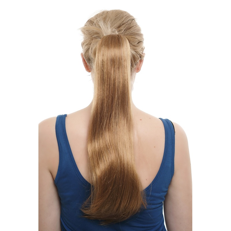 Hairpiece Ponytail extension very long straight slight soft wave wavy dark blond SA049