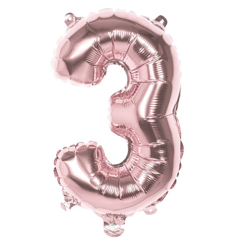 Number 3 foil balloon rose gold 36cm