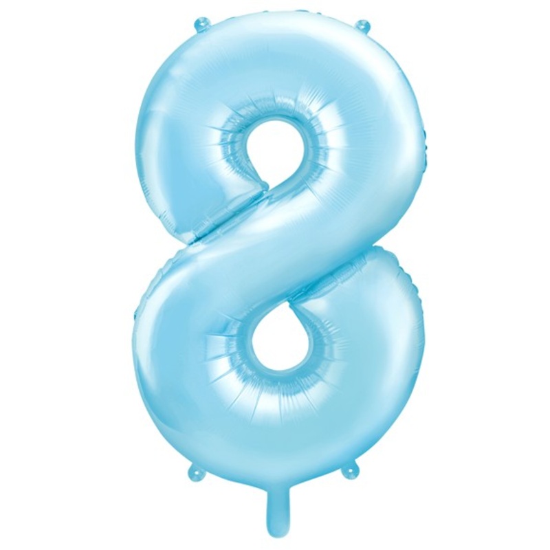 Number 8 foil balloon sky blue 86cm