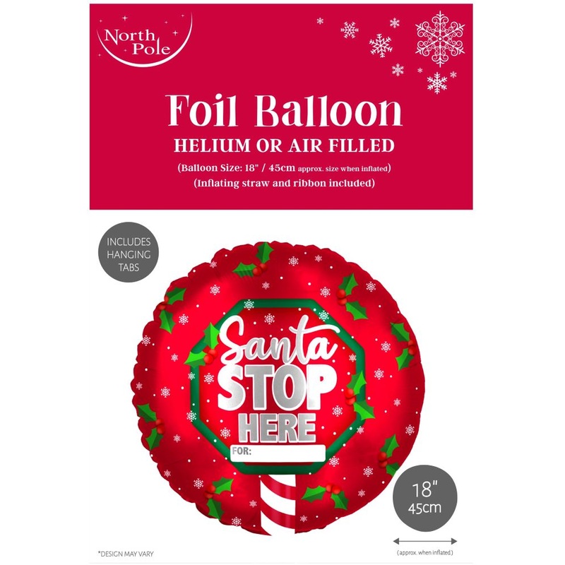 Personalized Santa Stop foil balloon 45cm