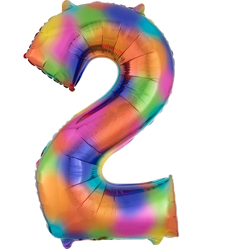 Rainbow number 2 foil balloon