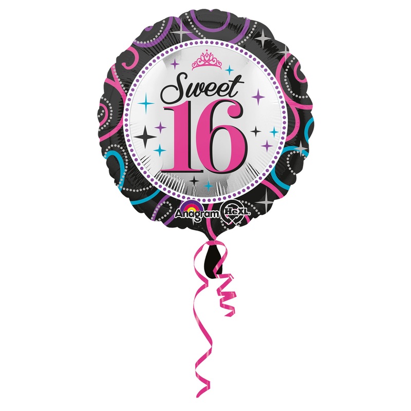 Round Sweet Sixteen foil balloon 43cm
