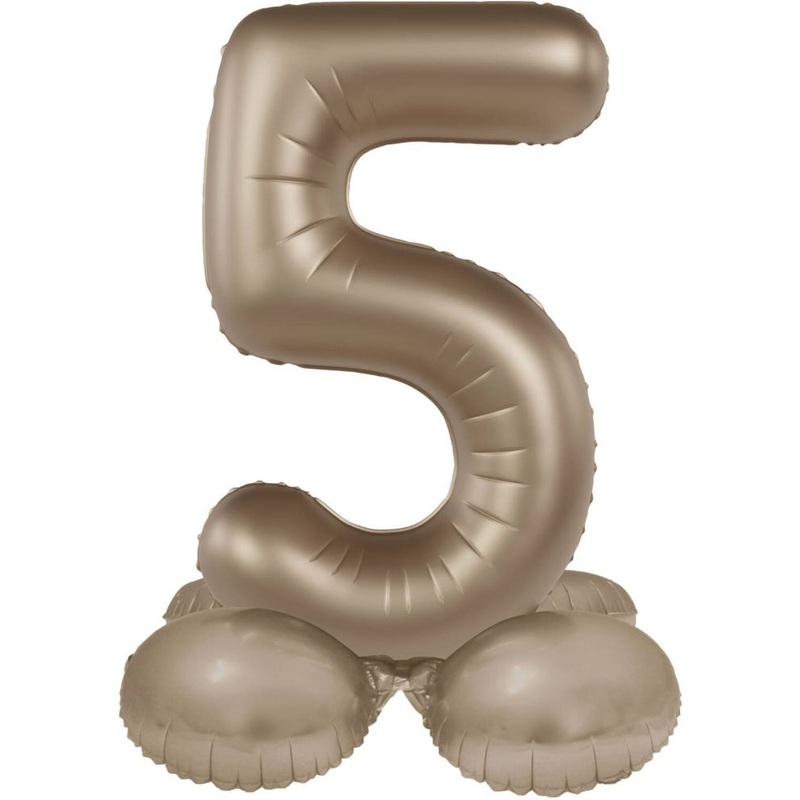 Standing foil balloon number 5 Starlight Gold 72cm