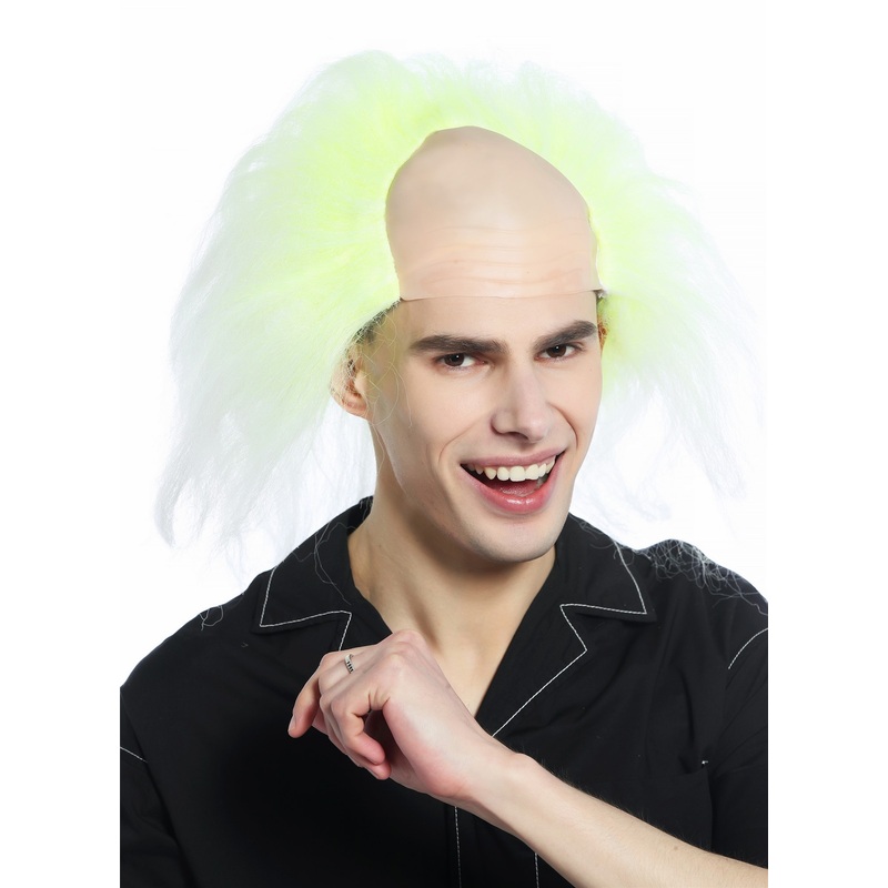 Wig half-bald wild yellow white hair Crazy Old Professor Mad Scientist CW-025